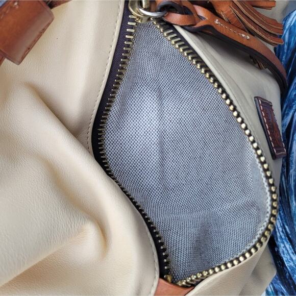 Dooney & Bourke Florentine Large Logan Cream Drawstring Shoulder Bag - Picture 8 of 15